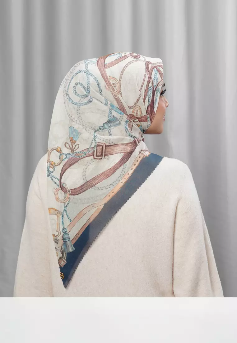 Alexandra Silk Jacquard Square - Marine