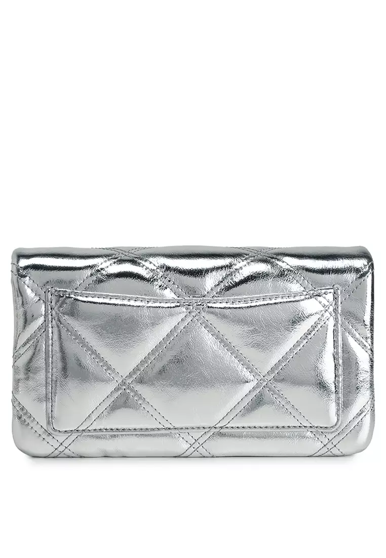 Kira Diamond Quilt Metallic Chain Wallet (tr)