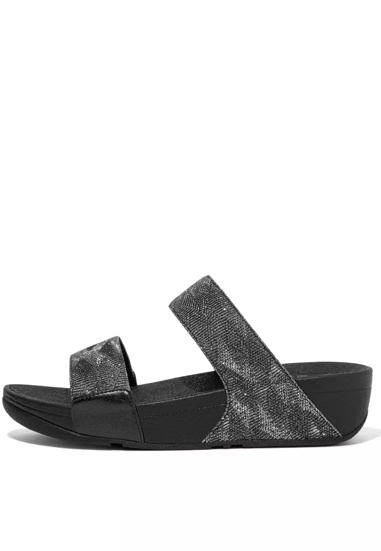 FitFlop LULU Women's Glitz Slides - All Black (ET6-090)