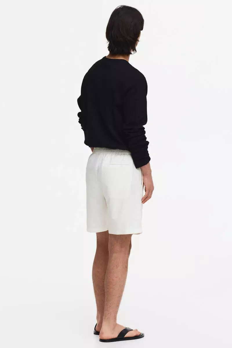 Regular Fit Linen-blend shorts