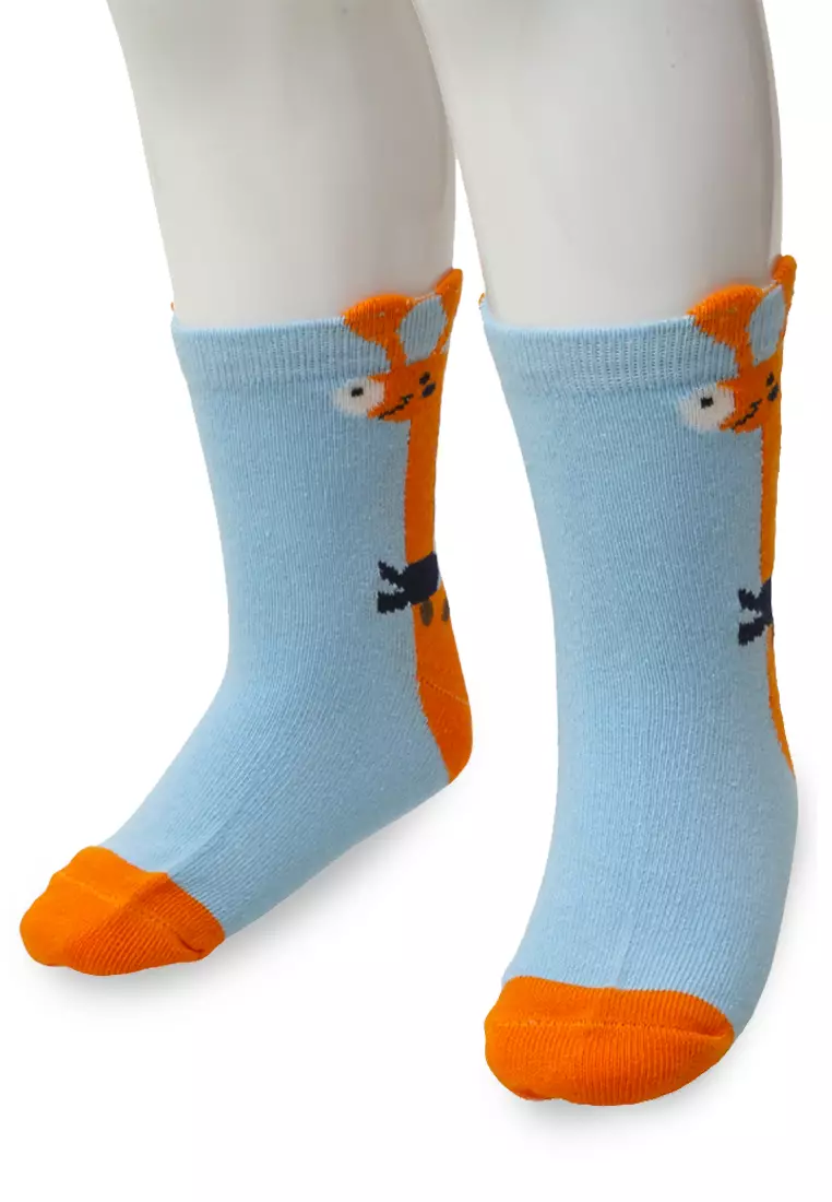 Axel Kaos Kaki Anak Pria Giraffe Motive Comportable Kid Socks Elastis Material Cotton ORIGINAL - Soft Blue