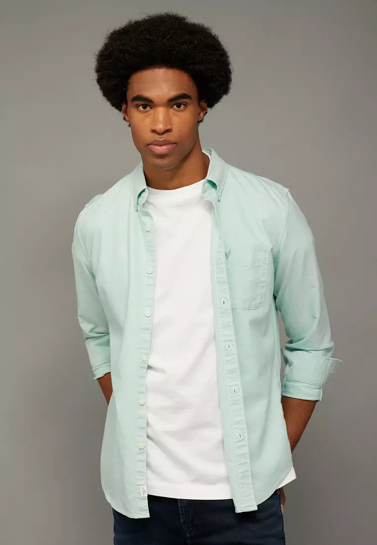 Button Down Solid Oxford W Eagle Shirt