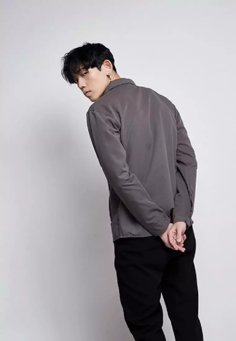 Jaket parka outer jaket pria semi parka warna Abuabu