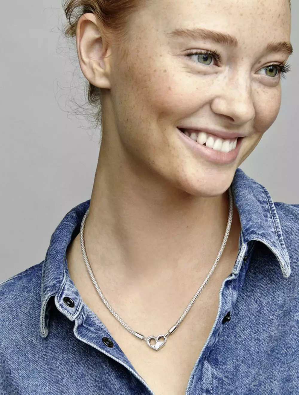 Rocker chain sterling silver necklace with heart clasp