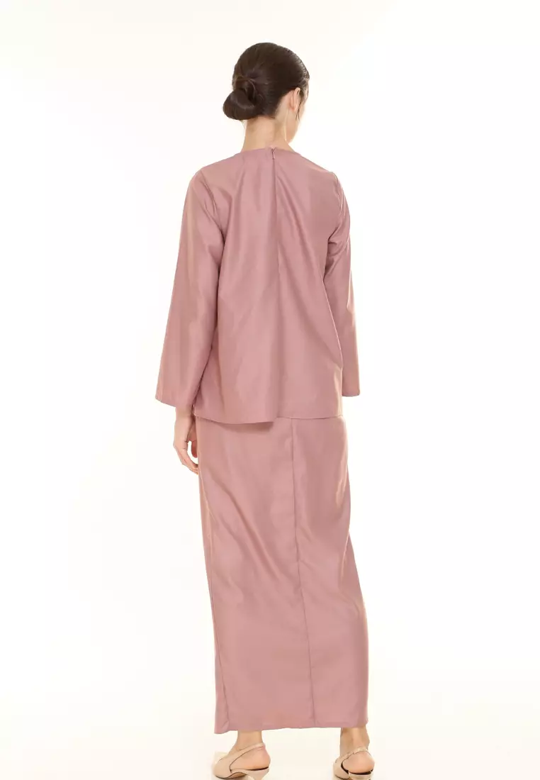 Kiera Kurung Kedah Modern in Dusty Pink
