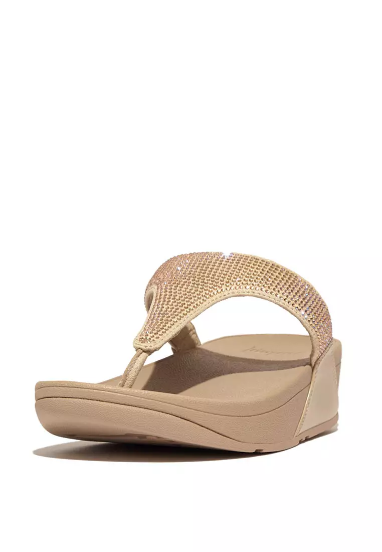 FitFlop LULU Crystal Embellished Toe-Post Sandals - Latte Beige (EC5-A94)