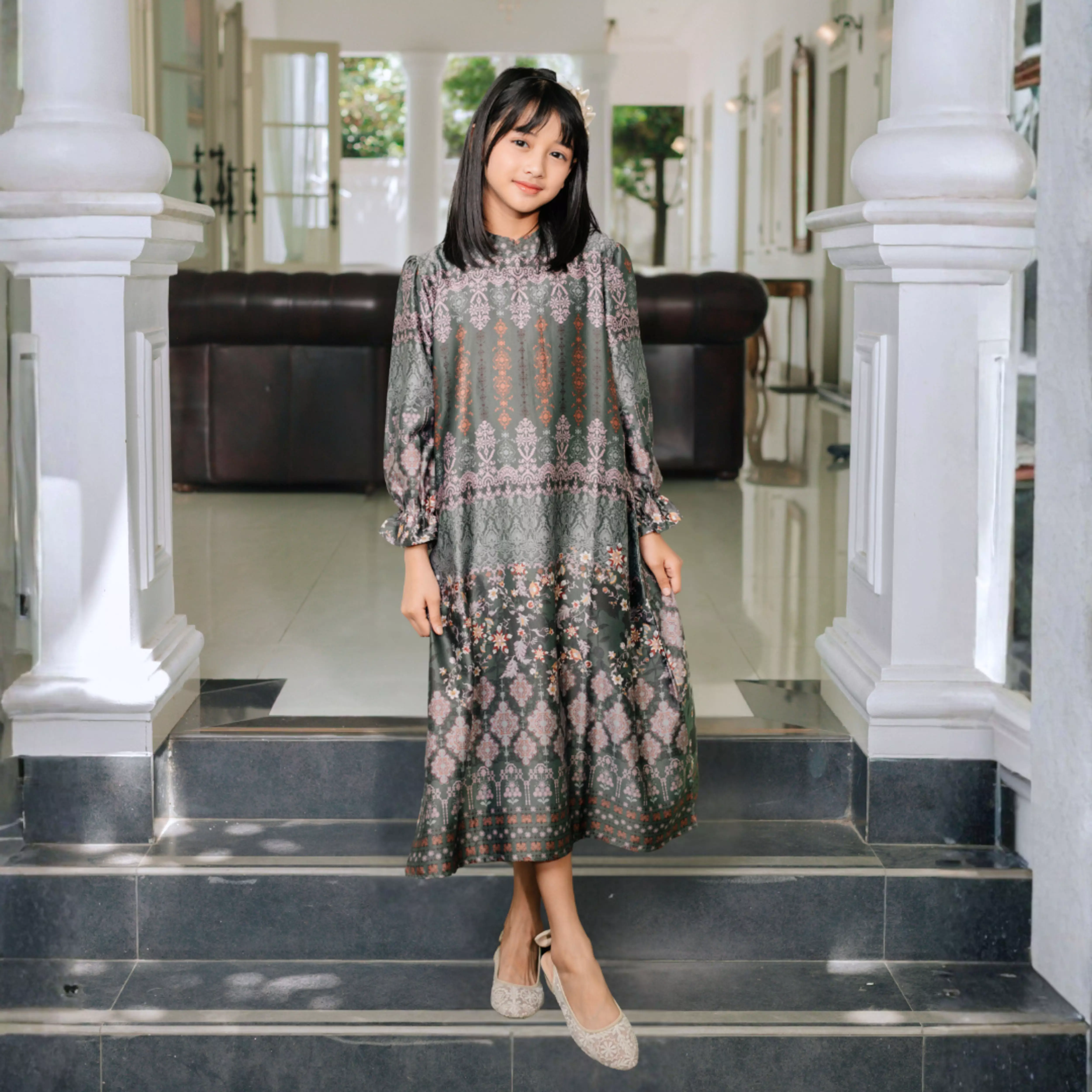 Almeera Emerald Green Gamis Wanita Dress Anak