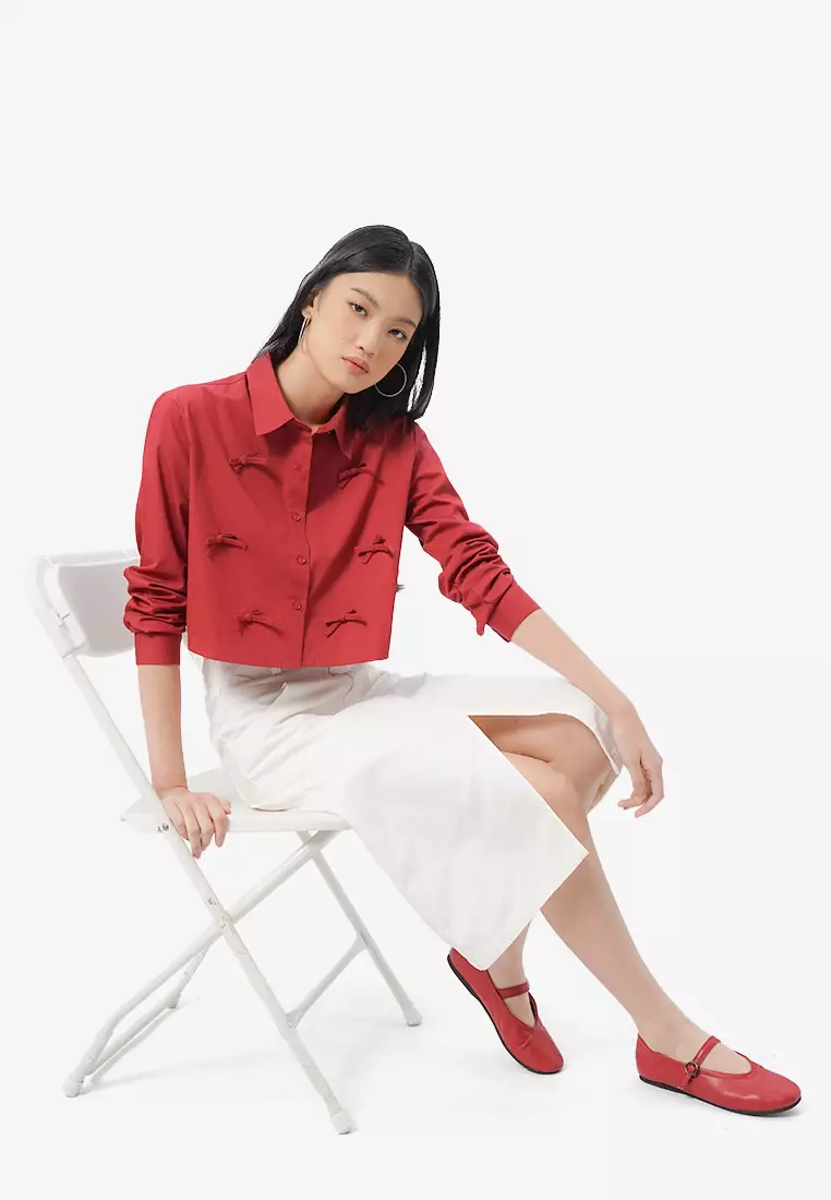 Jual COLORBOX Long Sleeve Shirt With Ribbon Details Original 2025 ...