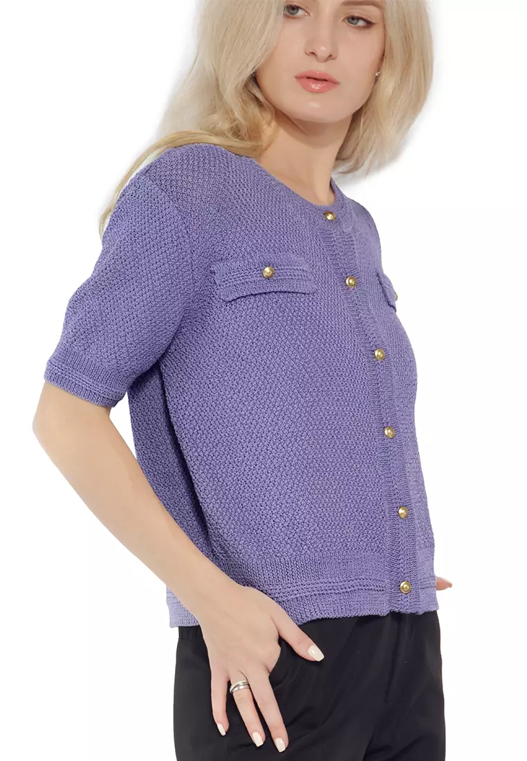Buy London Rag Purple Button Down Knitted Top 2024 Online | ZALORA