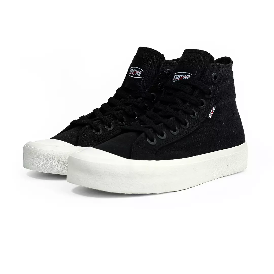 Saba Basic High All Black White - Sepatu Sneakers Casual Pria Wanita
