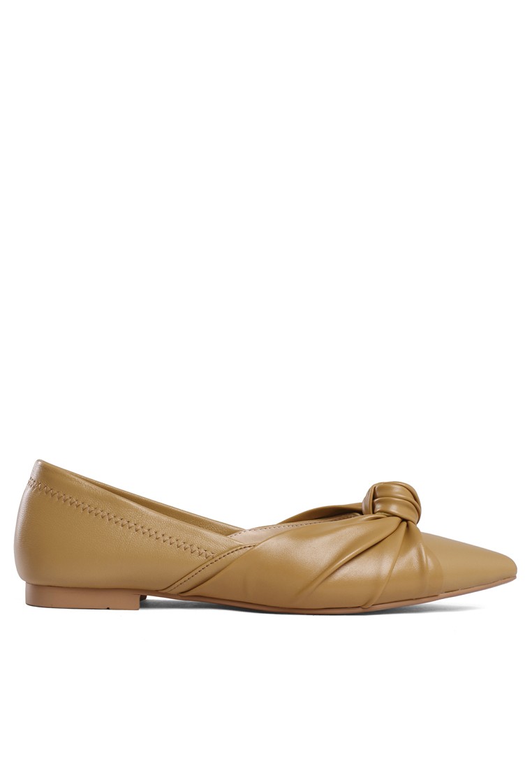 Pointy Bow Lamb Leather Flats BSH1011701