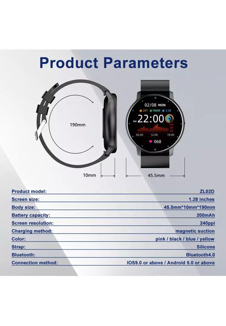SmartWatch ZL02D Layar Terang 1.28'' Anti Air IP67 Olahraga Pemantauan Tidur dan Detak Jantung Jam Tangan Pria Wanita yellow