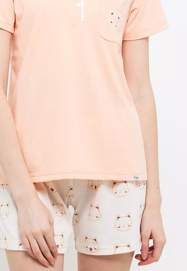 Pyjama Short Sleeve Short Pants Pocket Sleepwear