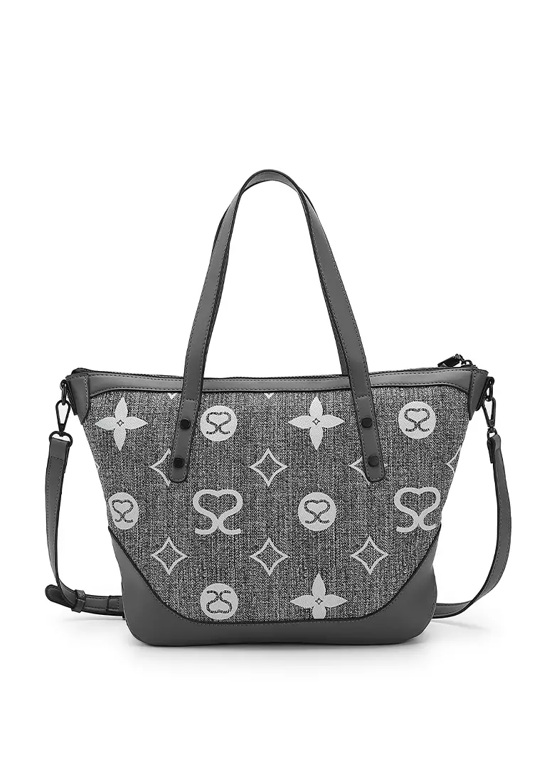 Women's Monogram Tote Bag / Shoulder Bag / Sling Bag / Crossbody Bag (側孭袋 / 單肩包 / 斜孭袋) - 灰色
