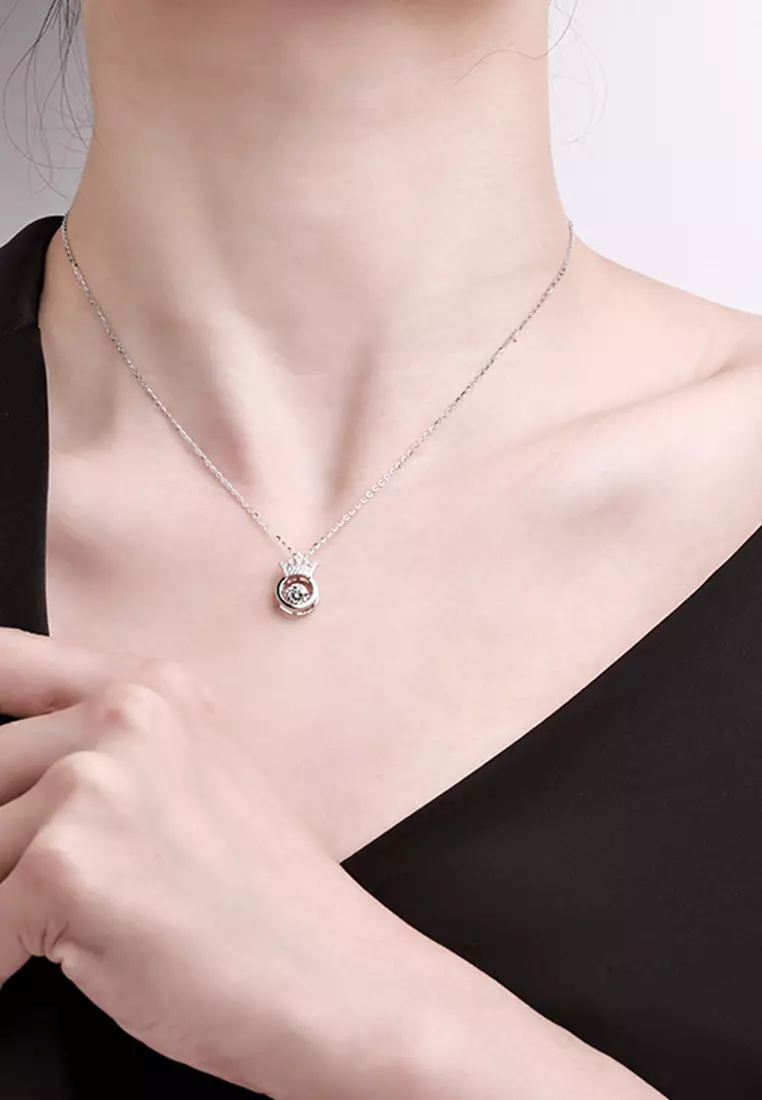 Kalung Wanita Korea Elegan Titanium Original Zircon Perhiasan Kalung Cewek silver