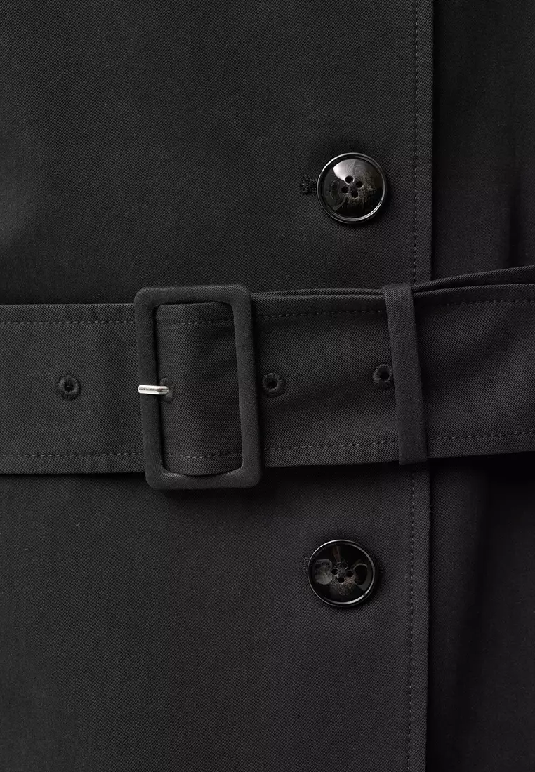 Double-Button Cotton Trench Coat