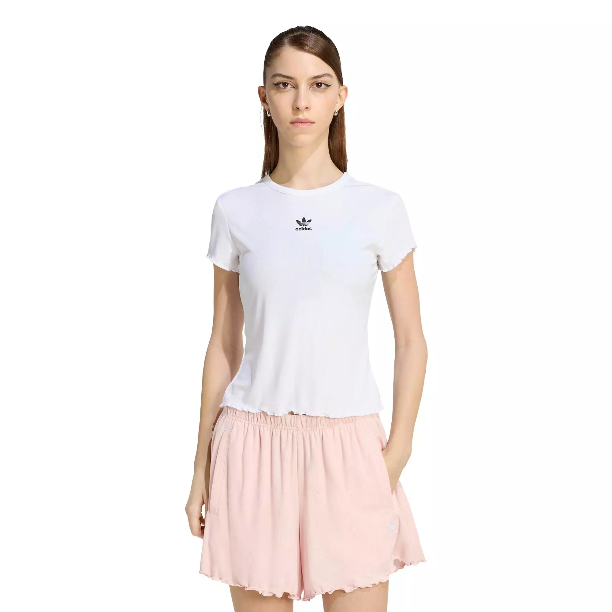 Lifestyle ESSENTIALS SCALLOPED EDGE BABY TEE Women White KE1107