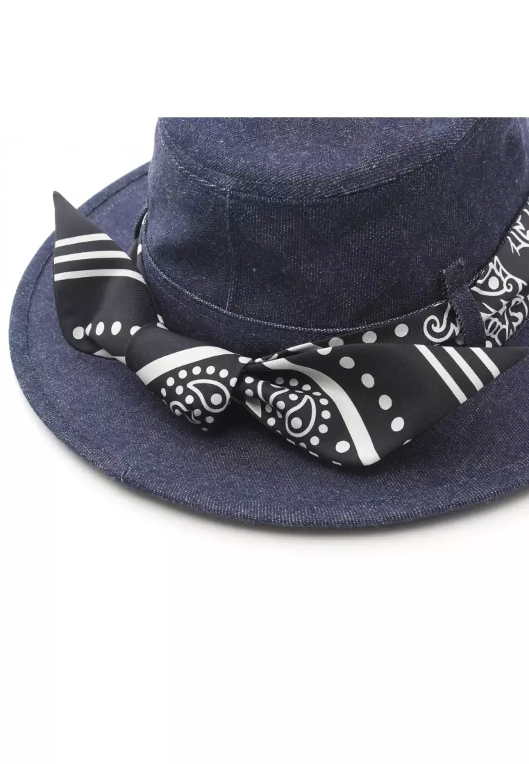 Pre-Loved Hermès Heloise Silky hat hat cotton Indigo blue black