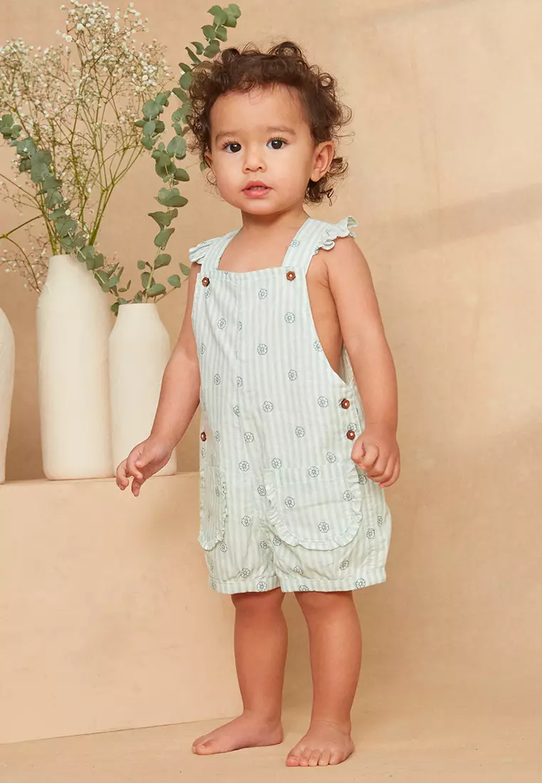 Buy Sergent Major Turquoise And Ivory Striped Short Overall 2026 Online ...