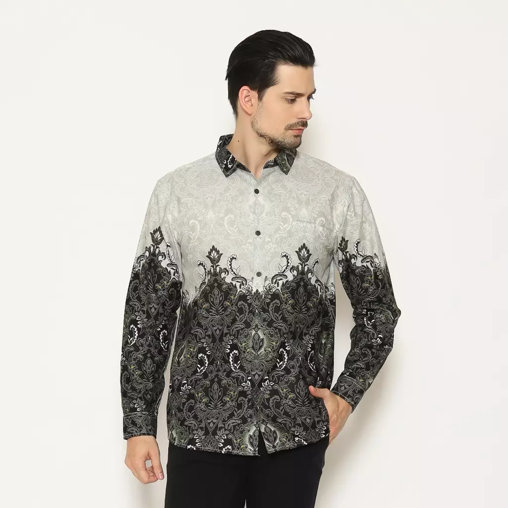 AMK Kemeja Batik Pria Lengan Panjang SHB Aru L/S Grey