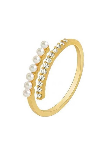 Kings Collection gold Rhinestone Imitation Pearl Open Ring (Adjustable) KJEA20135 33E04AC8961B59GS_1