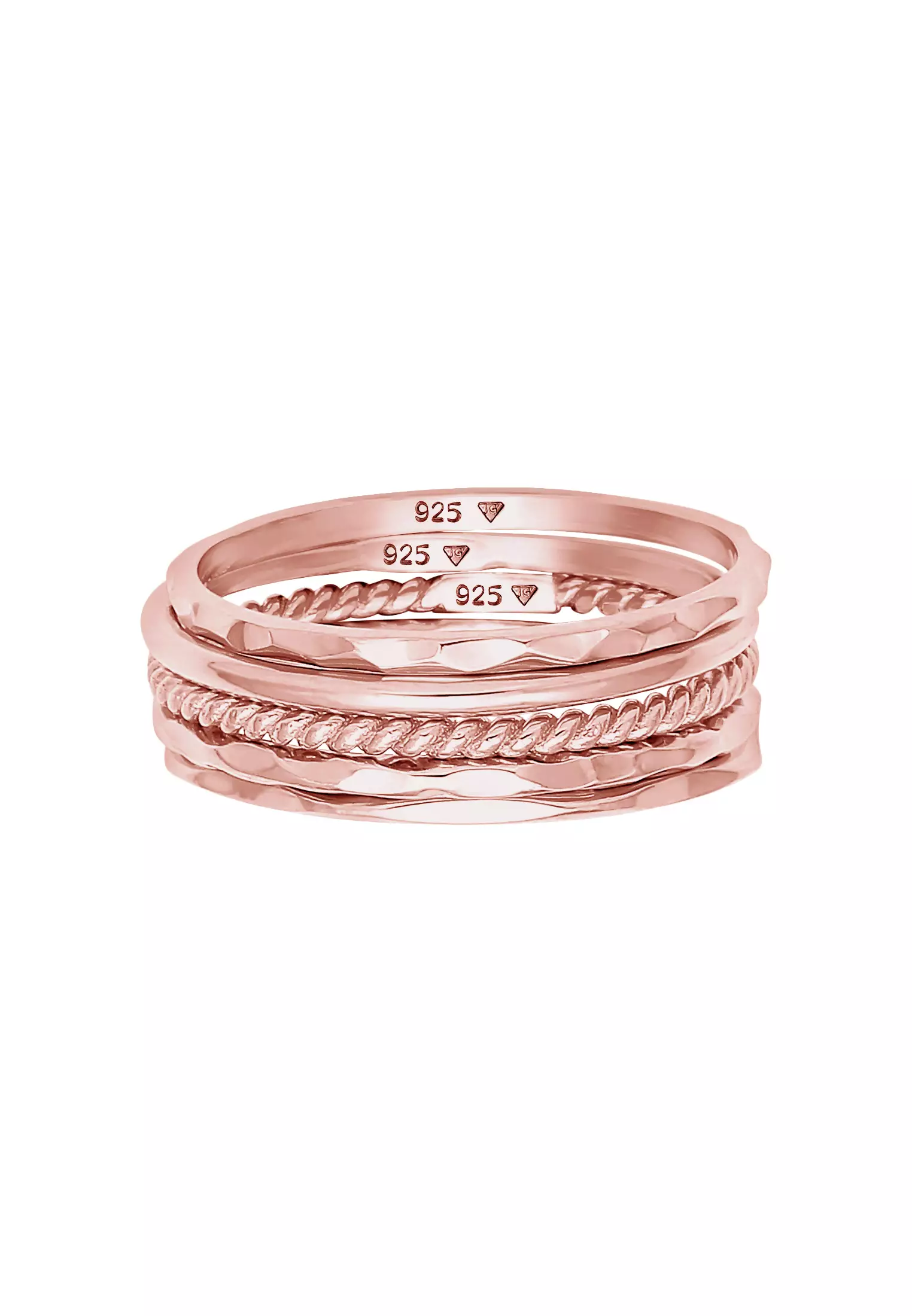 Ring Stacking Set Of 5 Basic Minimal Rose Gold Plated