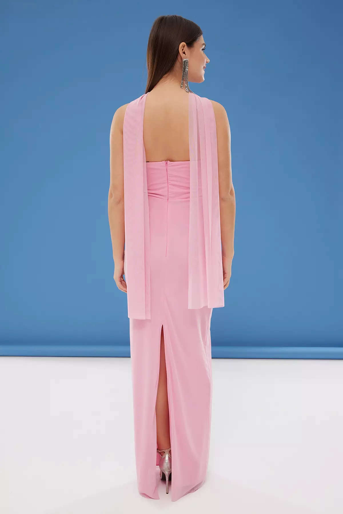 Powder Scarf Tulle Knitted Maxi