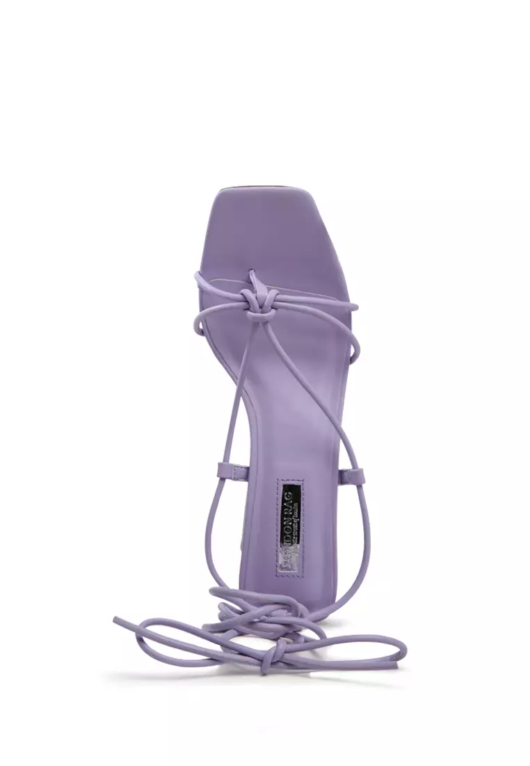 Purple Tie-Up Block Heeled Sandal