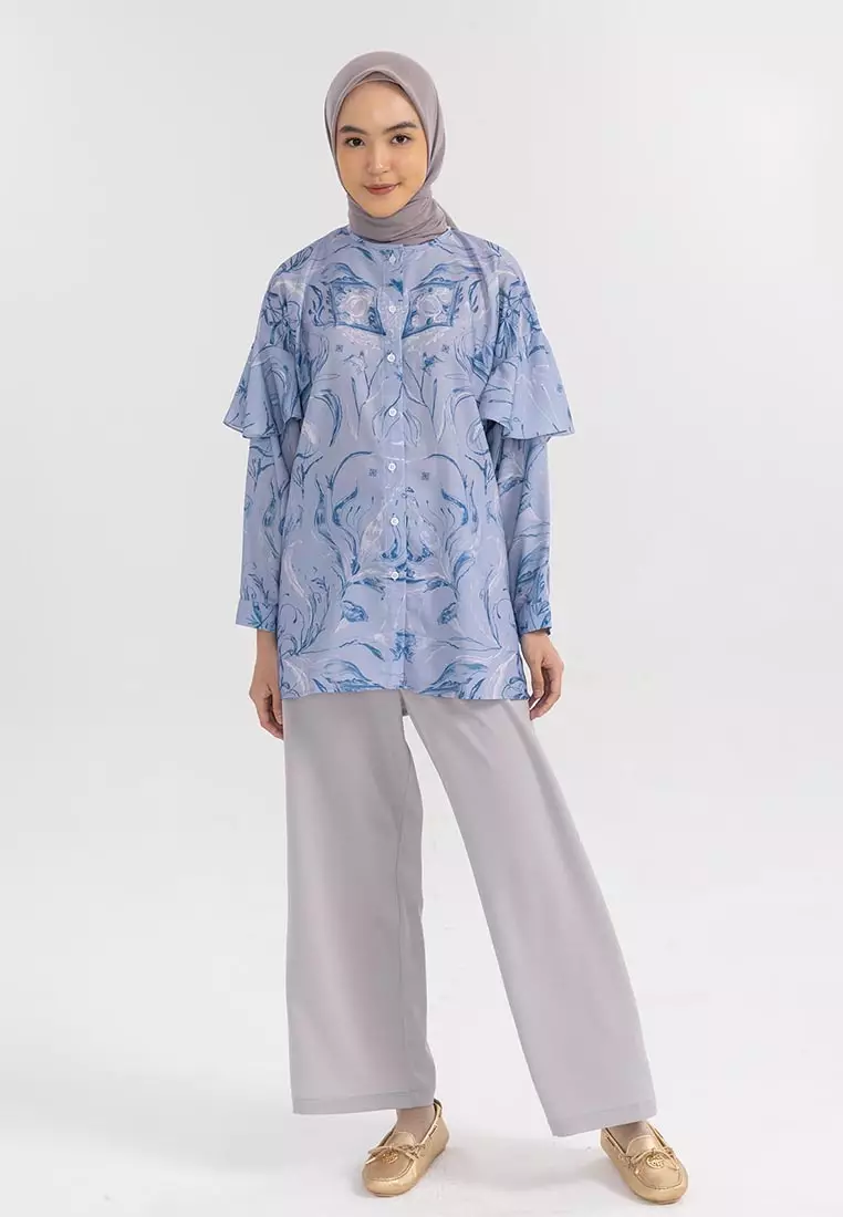 Ria Miranda Soft Gray Omira Top