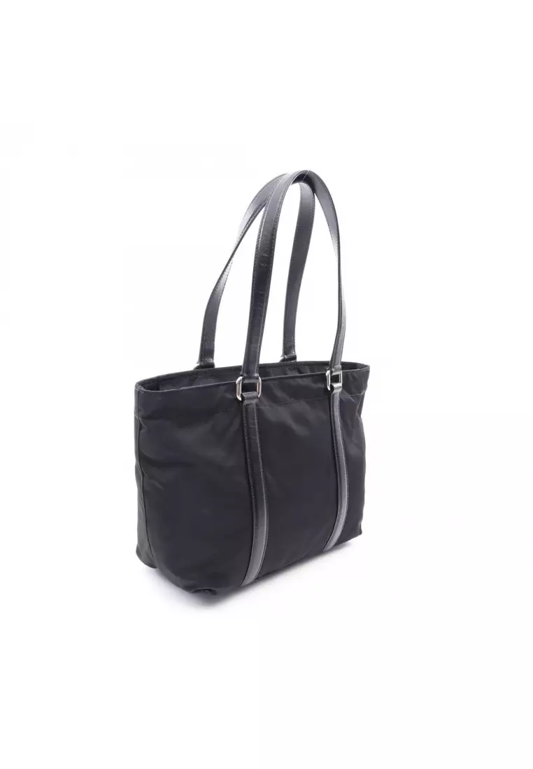 Prada Pre-Loved Prada prada logo plate Handbag tote bag Nylon 