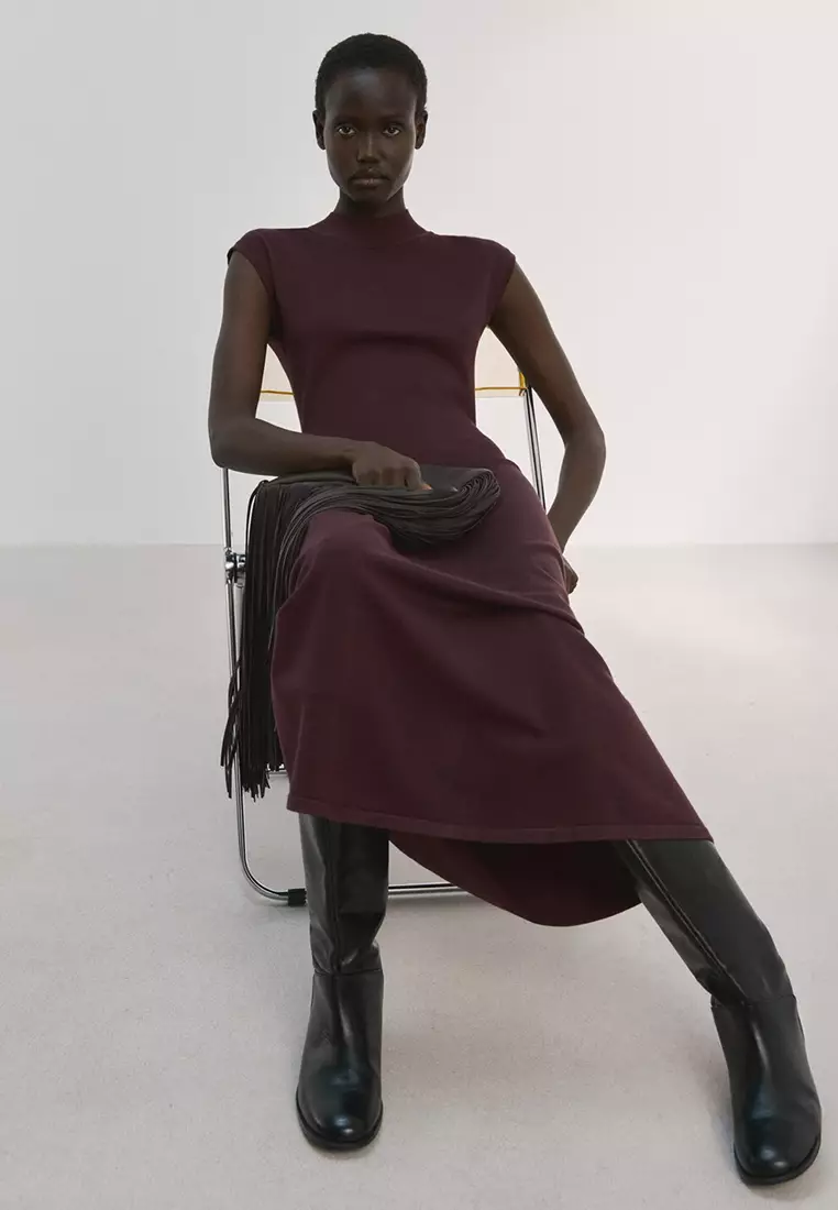 Perkins-Neck Knitted Dress