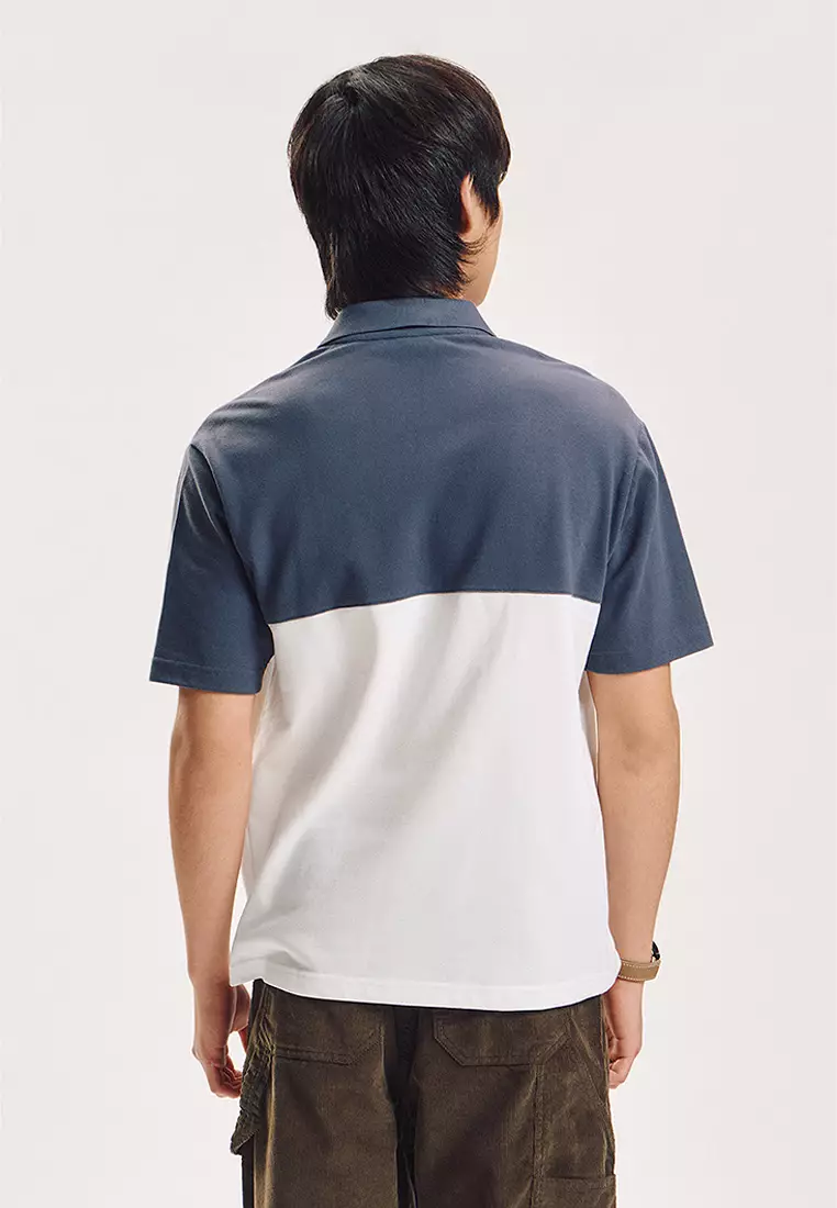 Relaxed Fit Polo with Color Block