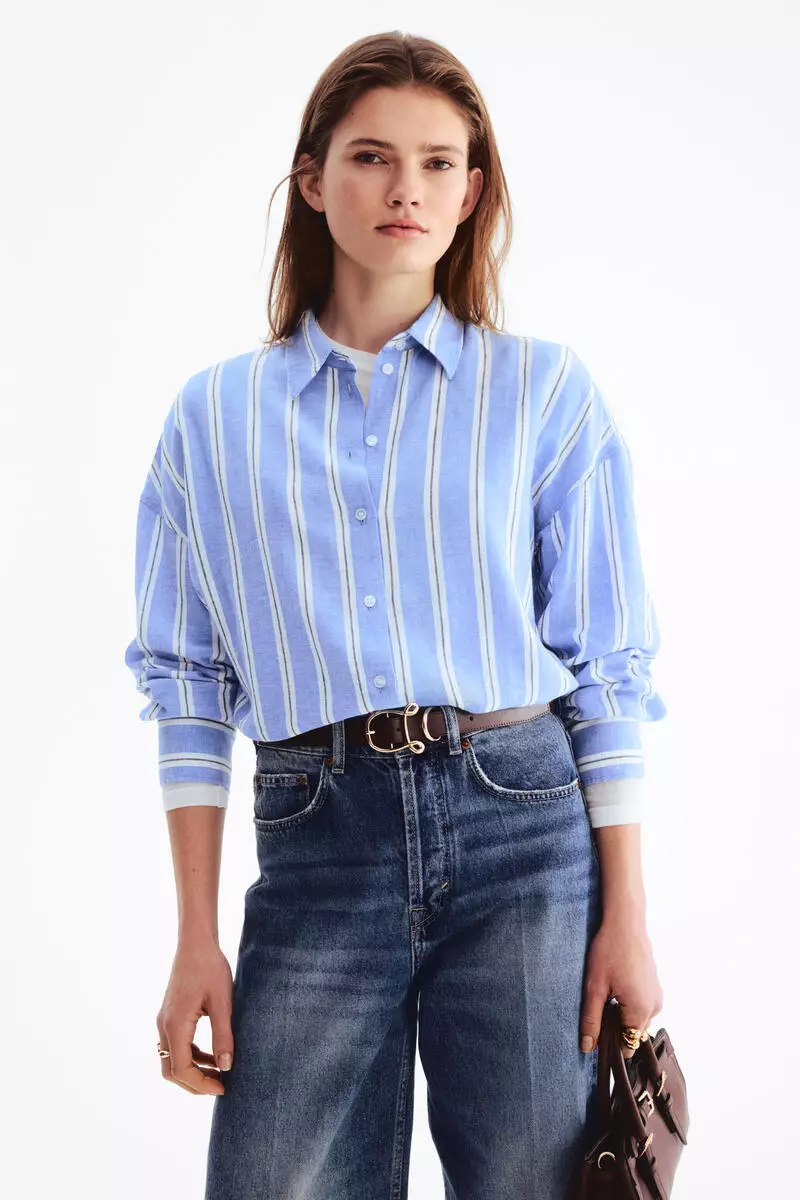Oversized linen-blend shirt