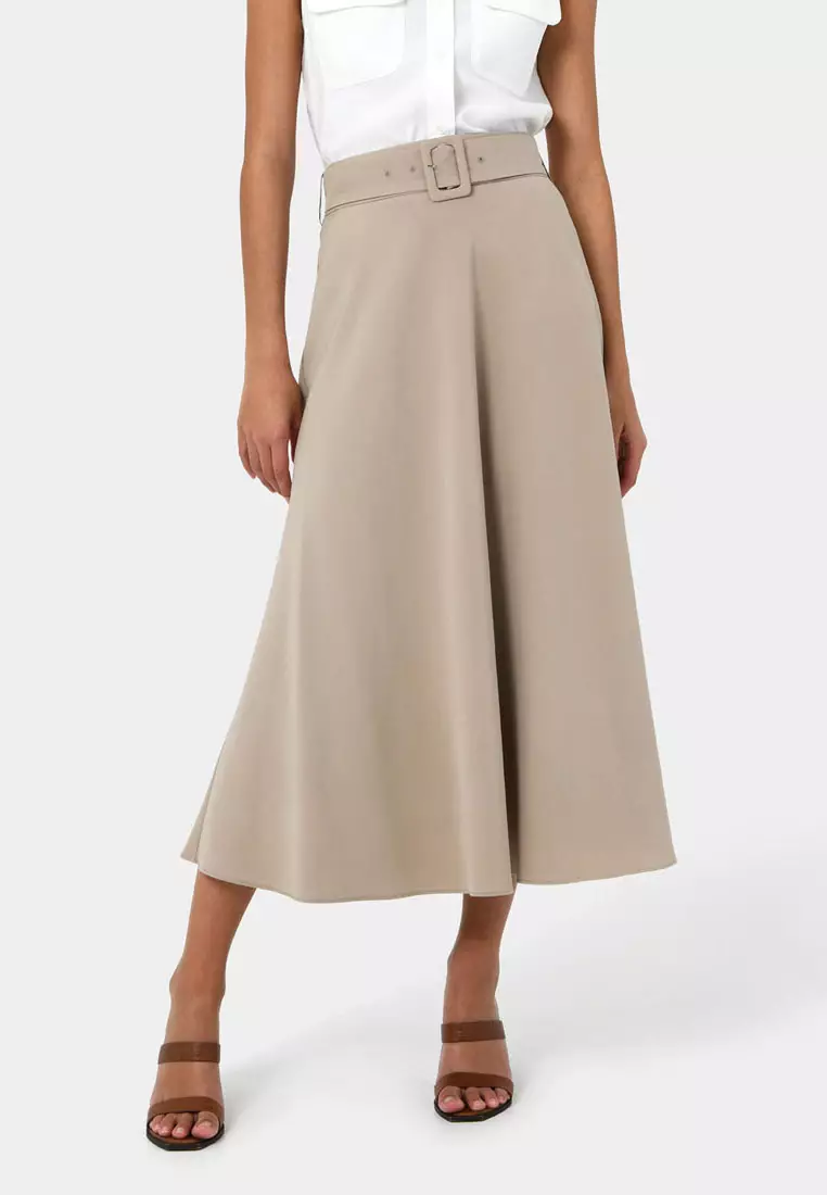 Belted skirt as know asde base Asymmetrical Belted Skirt - Khaki XS-S