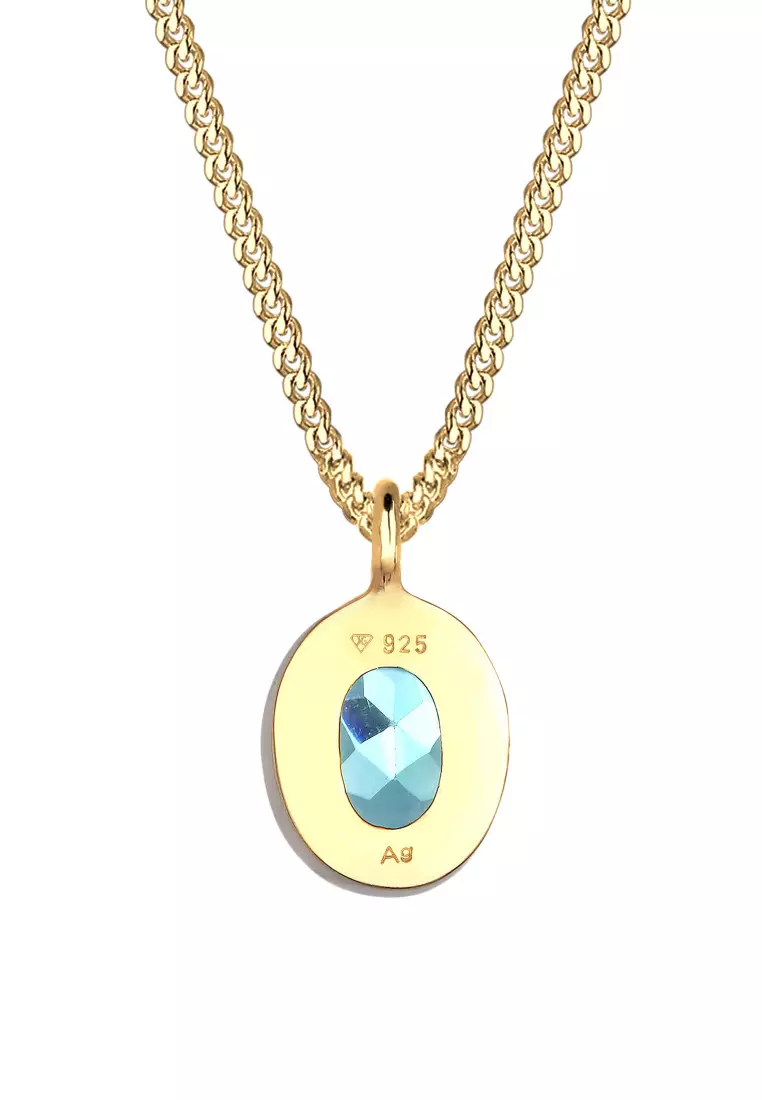 Kalung Perhiasan Perak 925 Wanita Basic Solitaire Gemstone Gold Plated