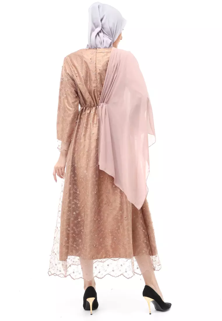 Anita Gaun Long Dress Wanita Regular Fit - Brown
