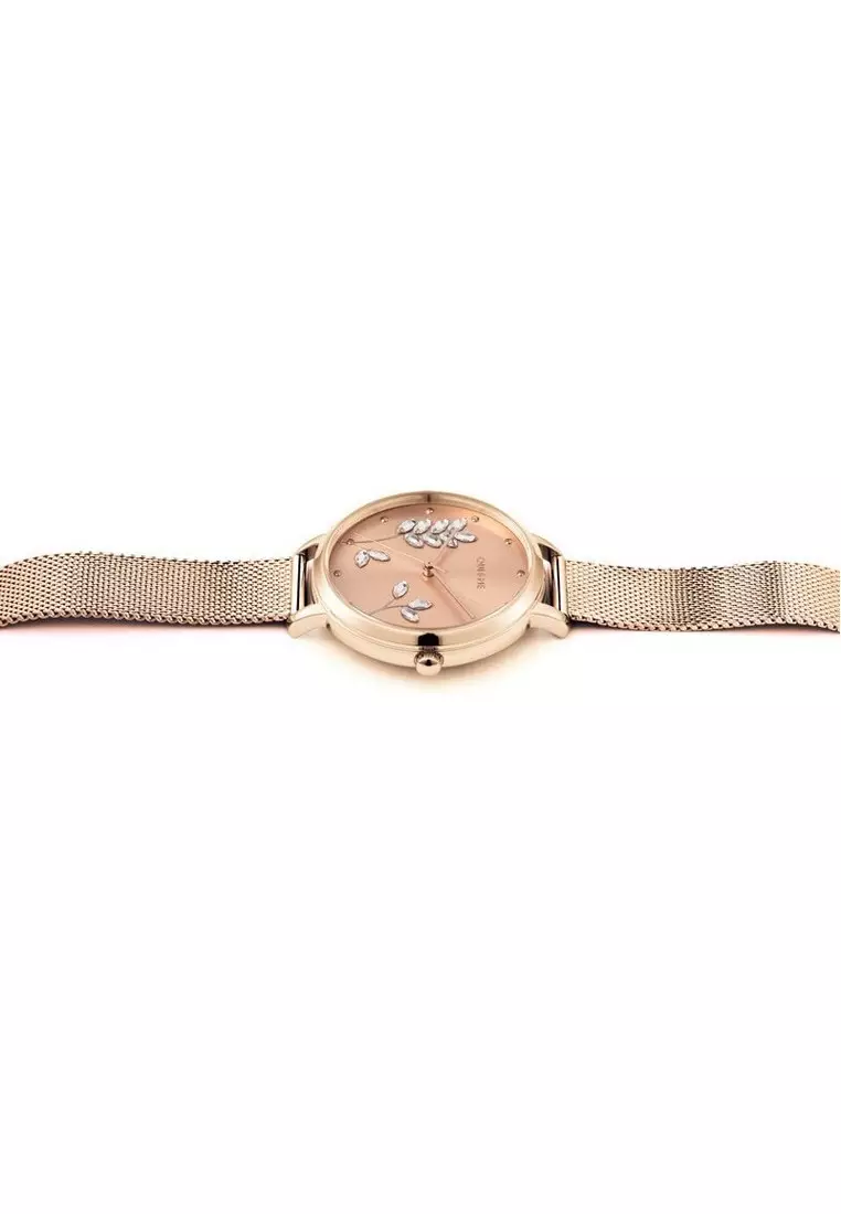 [Sustainable Watch] Oui & Me Grande Fleurette Quartz Watch Rose Gold Metal Band Strap ME010155