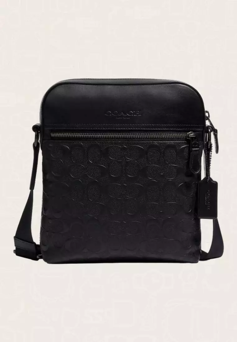 Jual Coach Coach Houston Flight Bag In Signature Leather Black Original ...