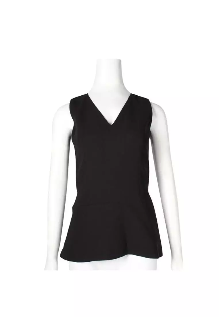 Black sleeveless peplum top discount