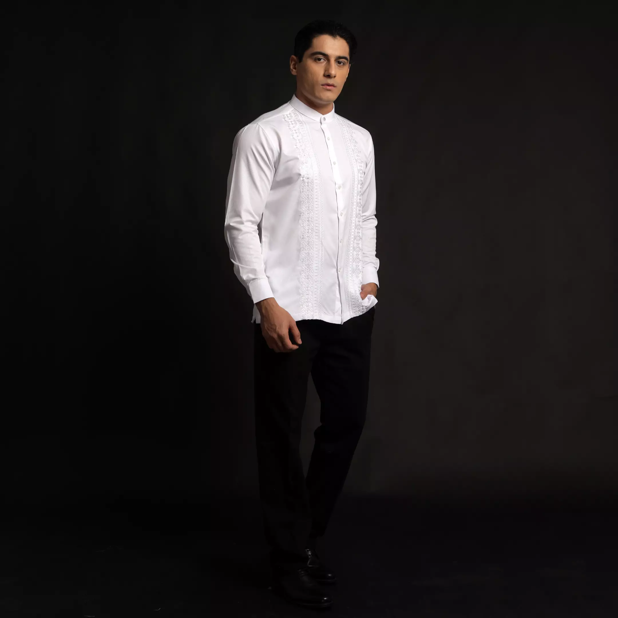 Casella Baju Koko Pria Lengan Panjang Exclusive | Baju Koko Putih Ibrahim Lengan Panjang 9901 White