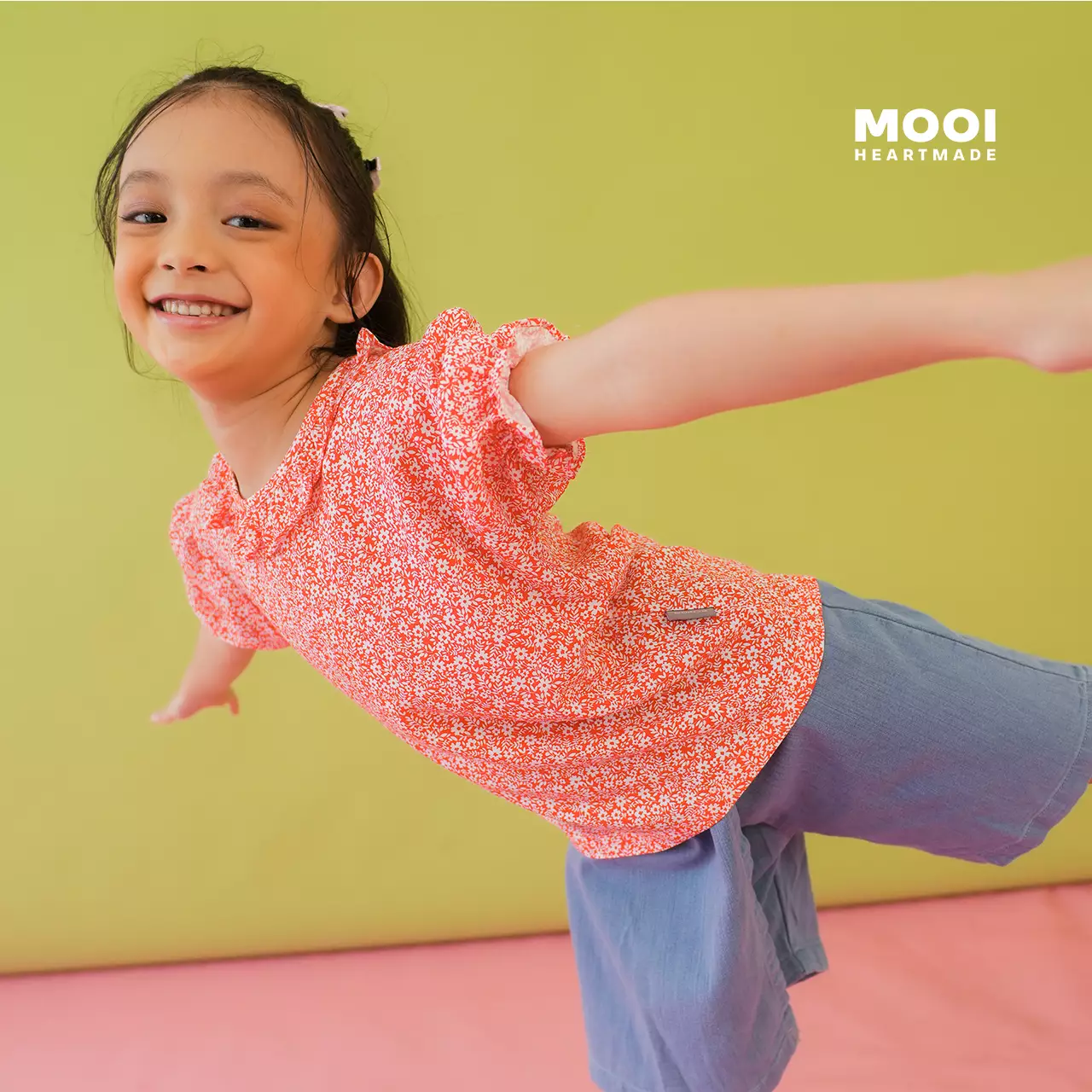 Mooi Atasan Anak Perempuan Leoni Top - Pink Fushia