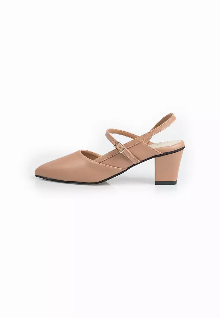 SEIS Pamela Mules Heels Wanita | Slingback Hak 5 cm - MOCCA