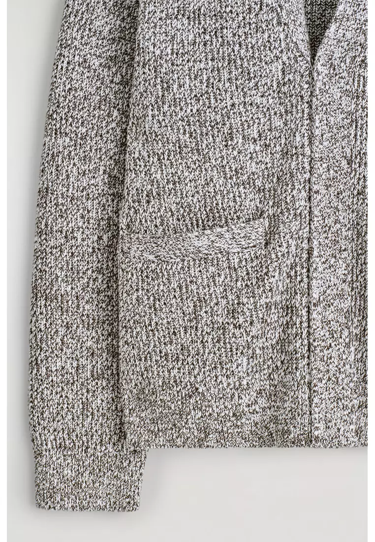 FLECKED V-NECK ZIP-UP CARDIGAN