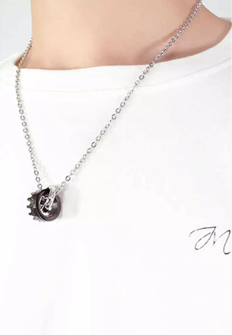 2 in 1 Her King His Queen Crown Charm Couple Necklace Kalung Pasangan Silver