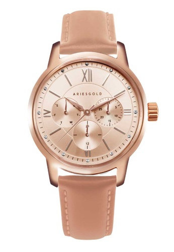 Aries Gold 粉紅色 Aries Gold Urban Rose Gold and Pink Leather Watch 923EDACC12A933GS_1