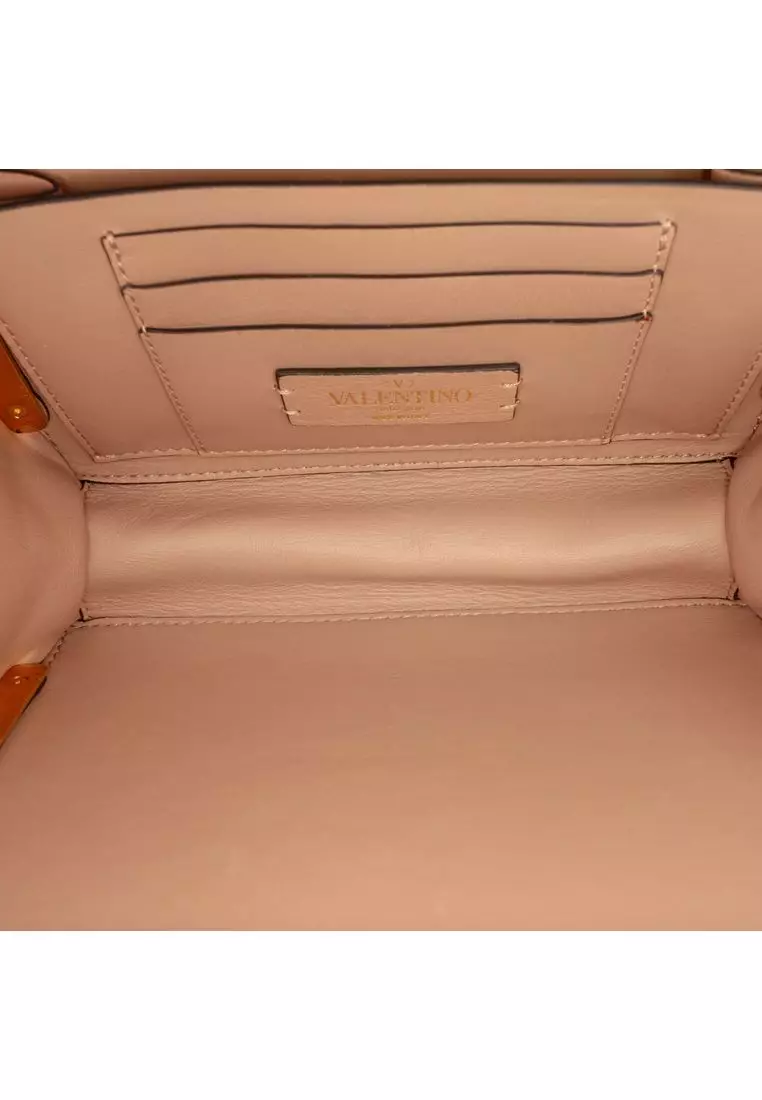 Pre-Loved Valentino Calfskin Roman Stud Box Clutch On Strap