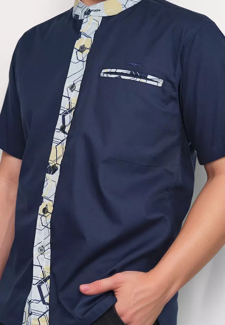 Crocodile KOKO Katun | Lengan Pendek Corak Kontemporer Kemeja | Relax Fit 1176