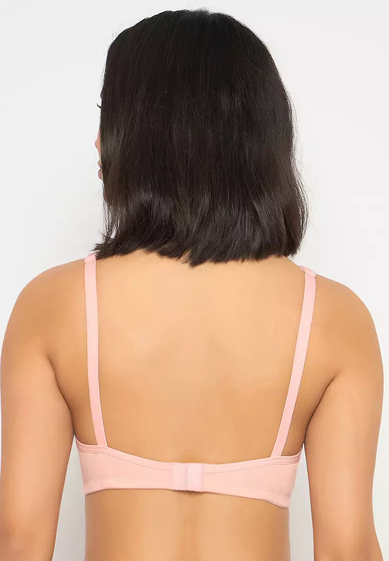 Clovia Non-Padded Non-Wired Full Coverage T-shirt Bra in Peach Colour - Cotton
