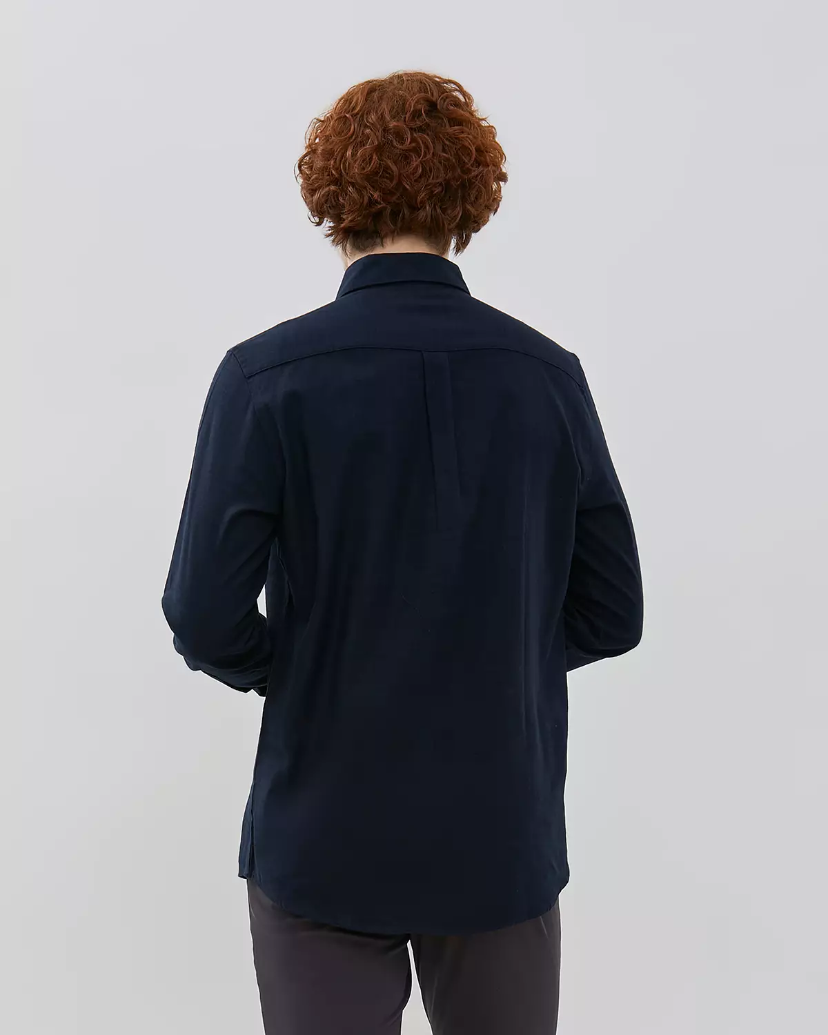 MEN'S NAVY BLUE LONG-SLEEVED LINEN SHIRT