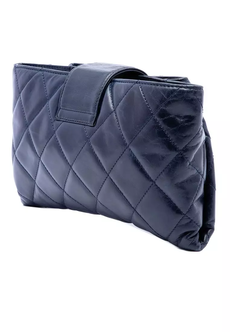 Pre-Loved Chanel Quilted Glazed Calfskin Coco Pleats Chain Clutch